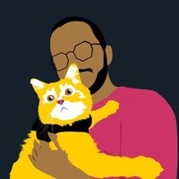 Vector drawing of my orange cat Tsukki and me